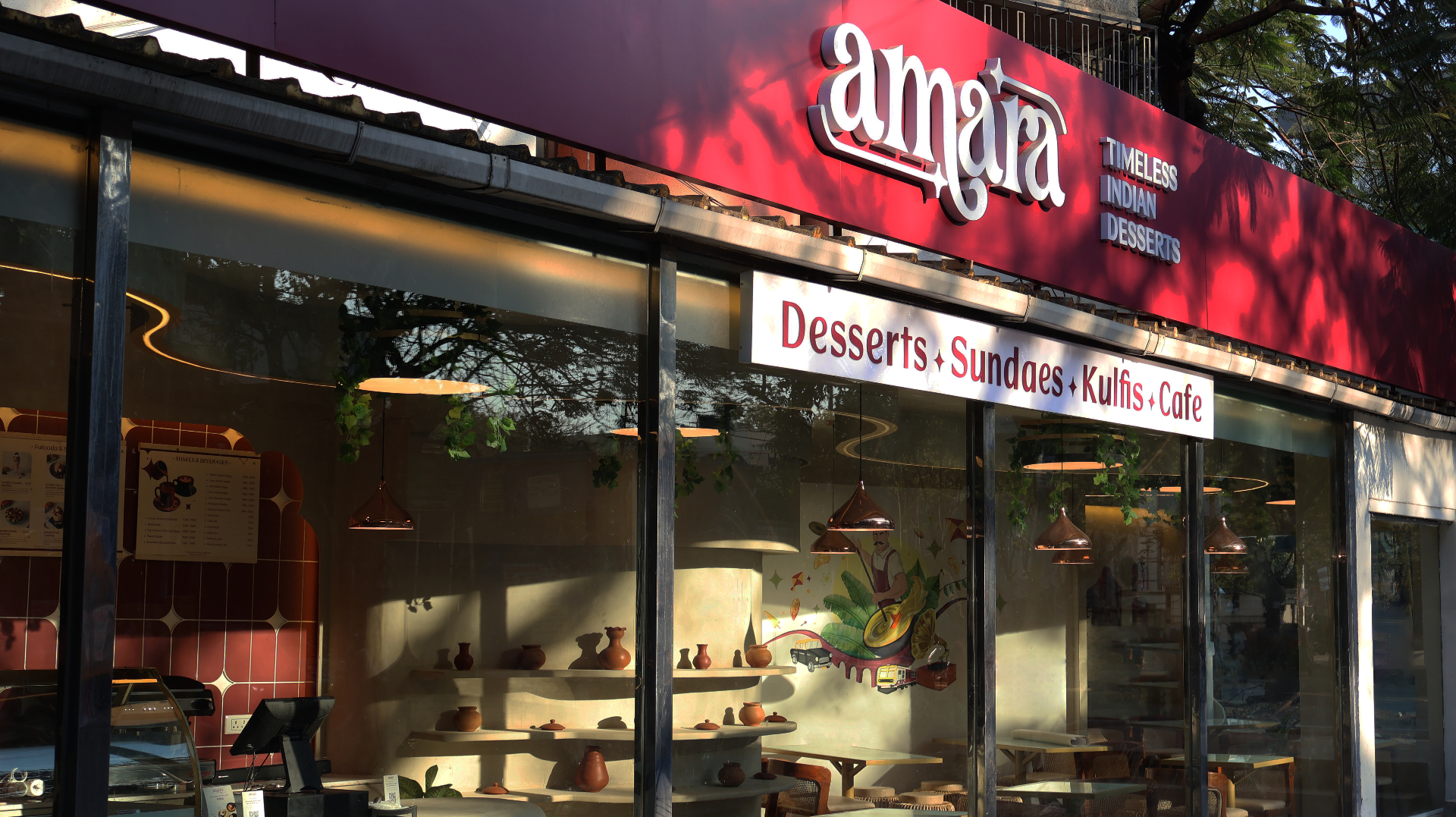 Exterior storefront of Amara Timeless Indian Desserts