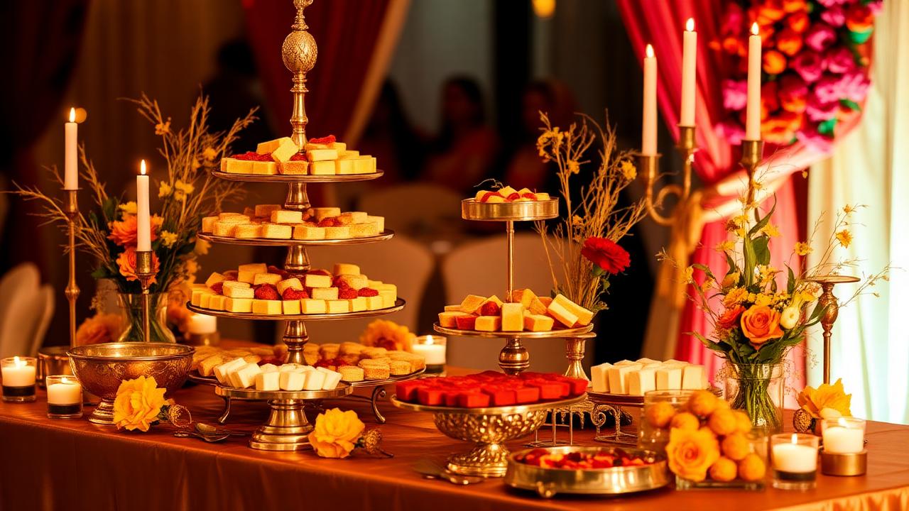 Wedding mithai dessert table