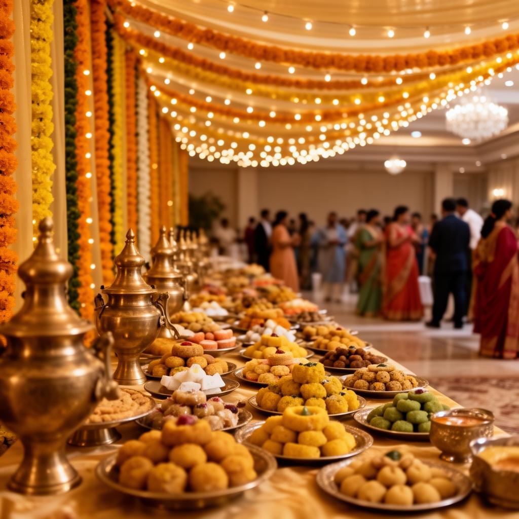 Wedding dessert venue with mithai counter